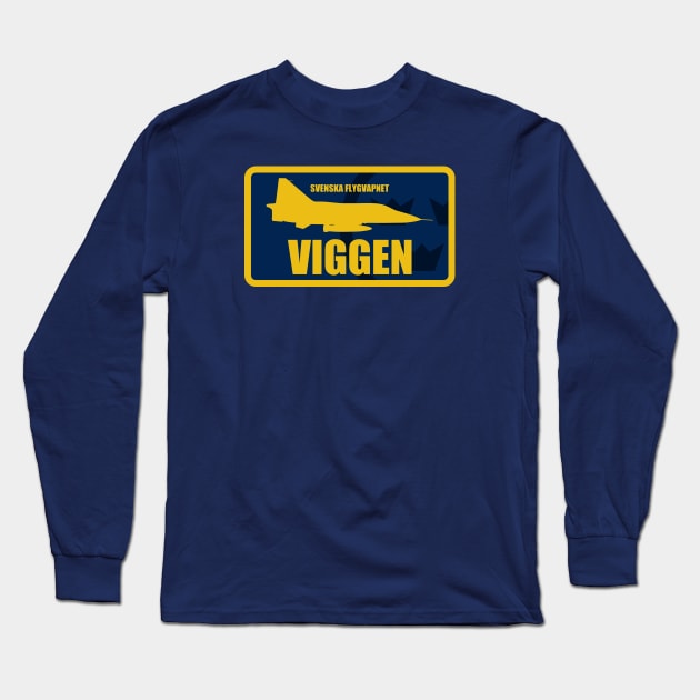 Swedish Air Force Viggen Patch Long Sleeve T-Shirt by TCP